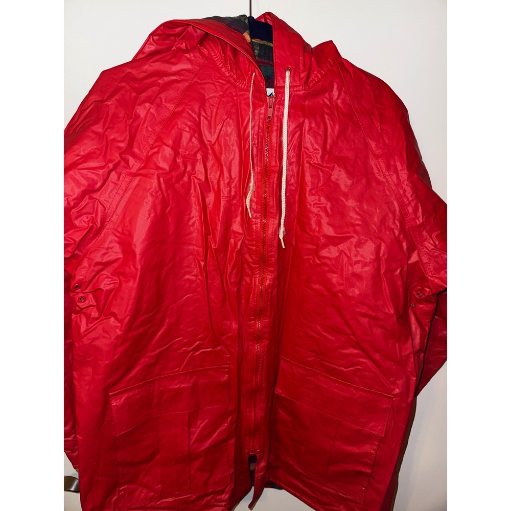Misty Harbor Red Flannel Lined Raincoat size large vintage Red Slicker